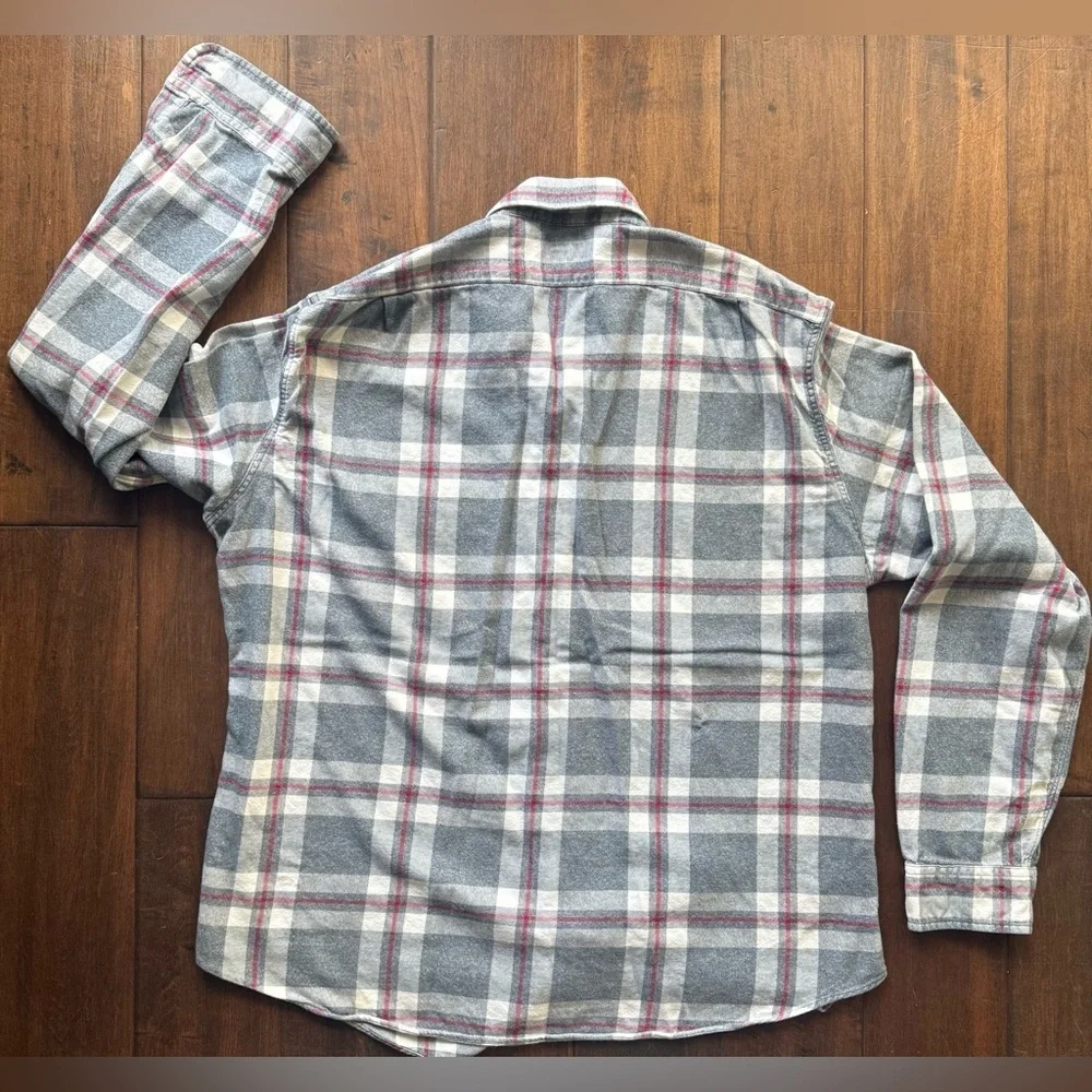 J.Crew Slim Fit Flannel Shirt Men’s XL | Gray Red Plaid Button-Down